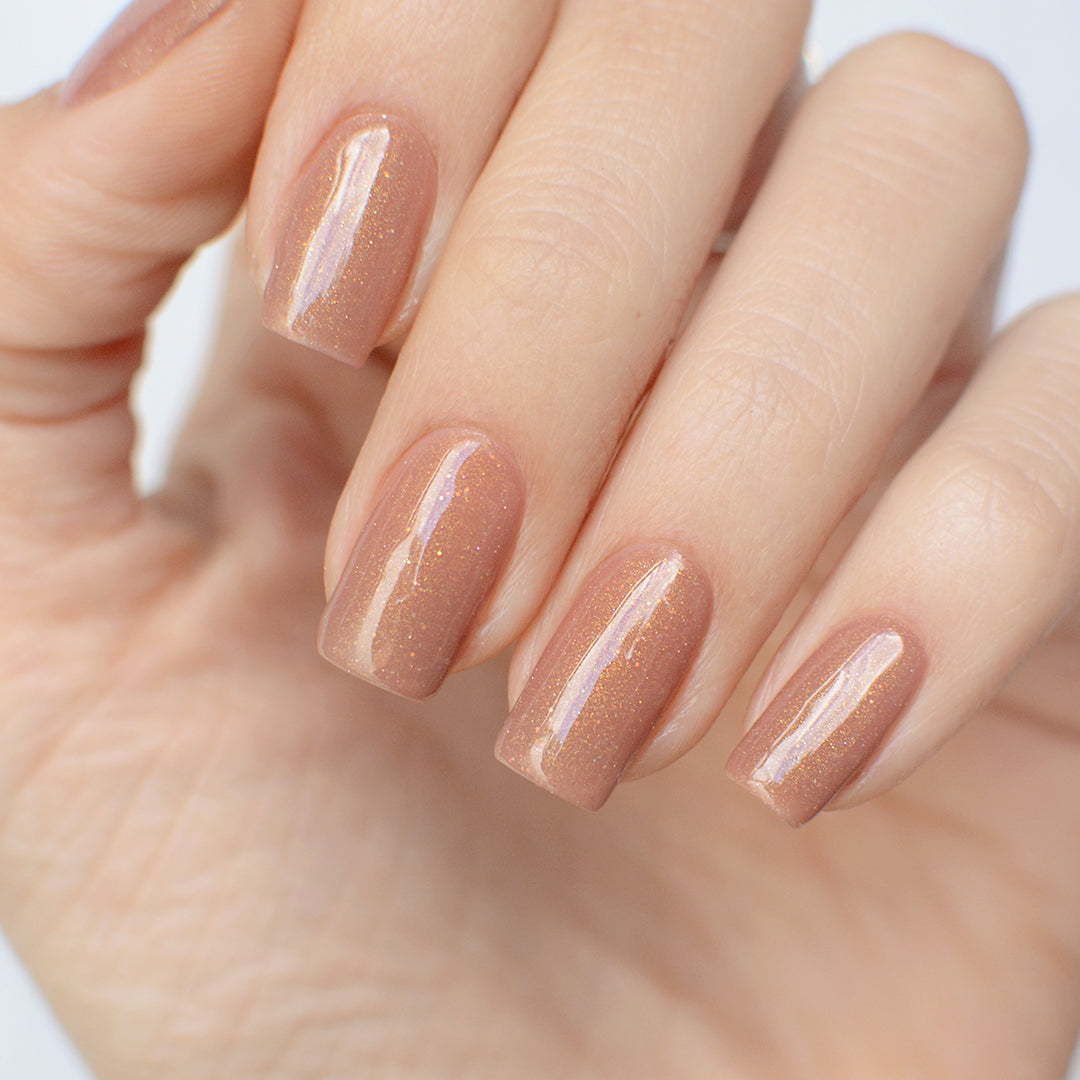 Gel Color - Rubber Base Coat - Sparkly ginger