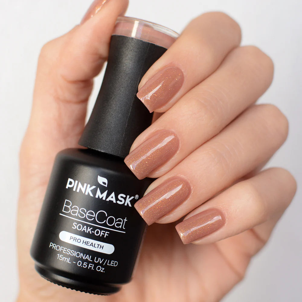 Gel Color - Rubber Base Coat - Sparkly ginger