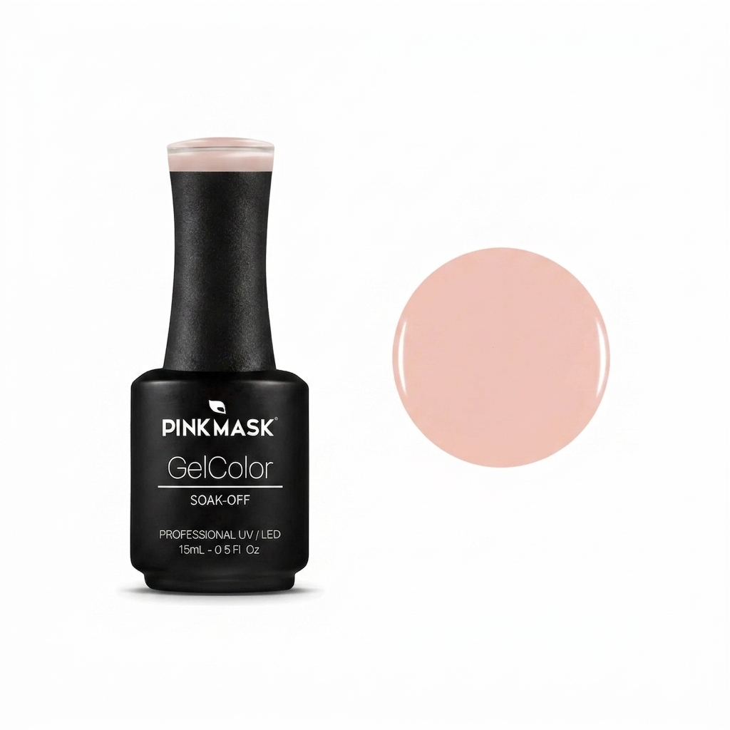 Gel de color Helene para uñas, en tono brillante, en frasco con tapa, muestra el producto en un fondo neutro.