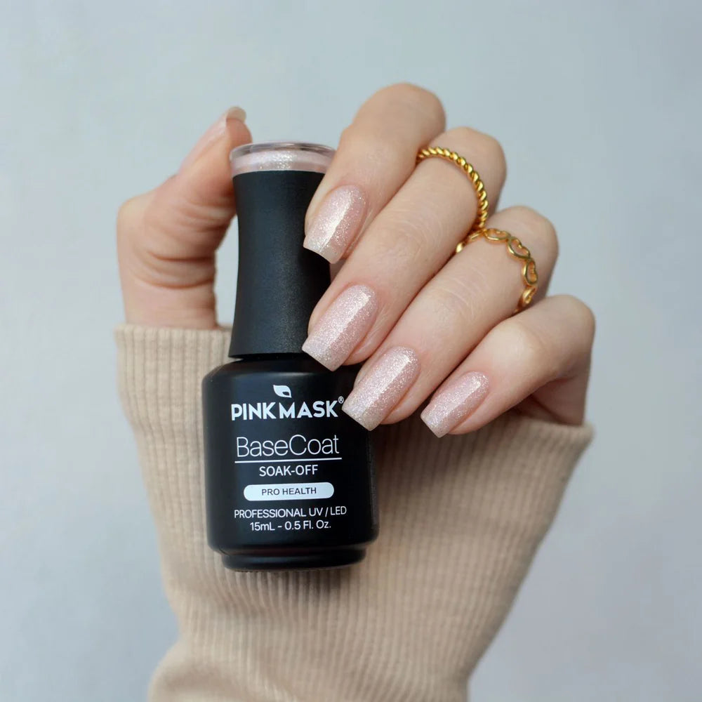 Gel Color - Rubber Base Coat - Sparkly Gold