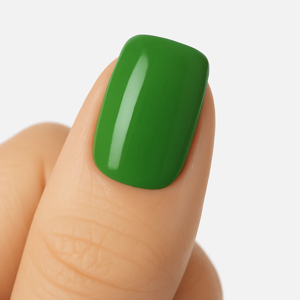 Esmalte para stamping Pink Mask en color verde inglés, producto de la marca Mi tienda, muestra el frasco con esmalte.