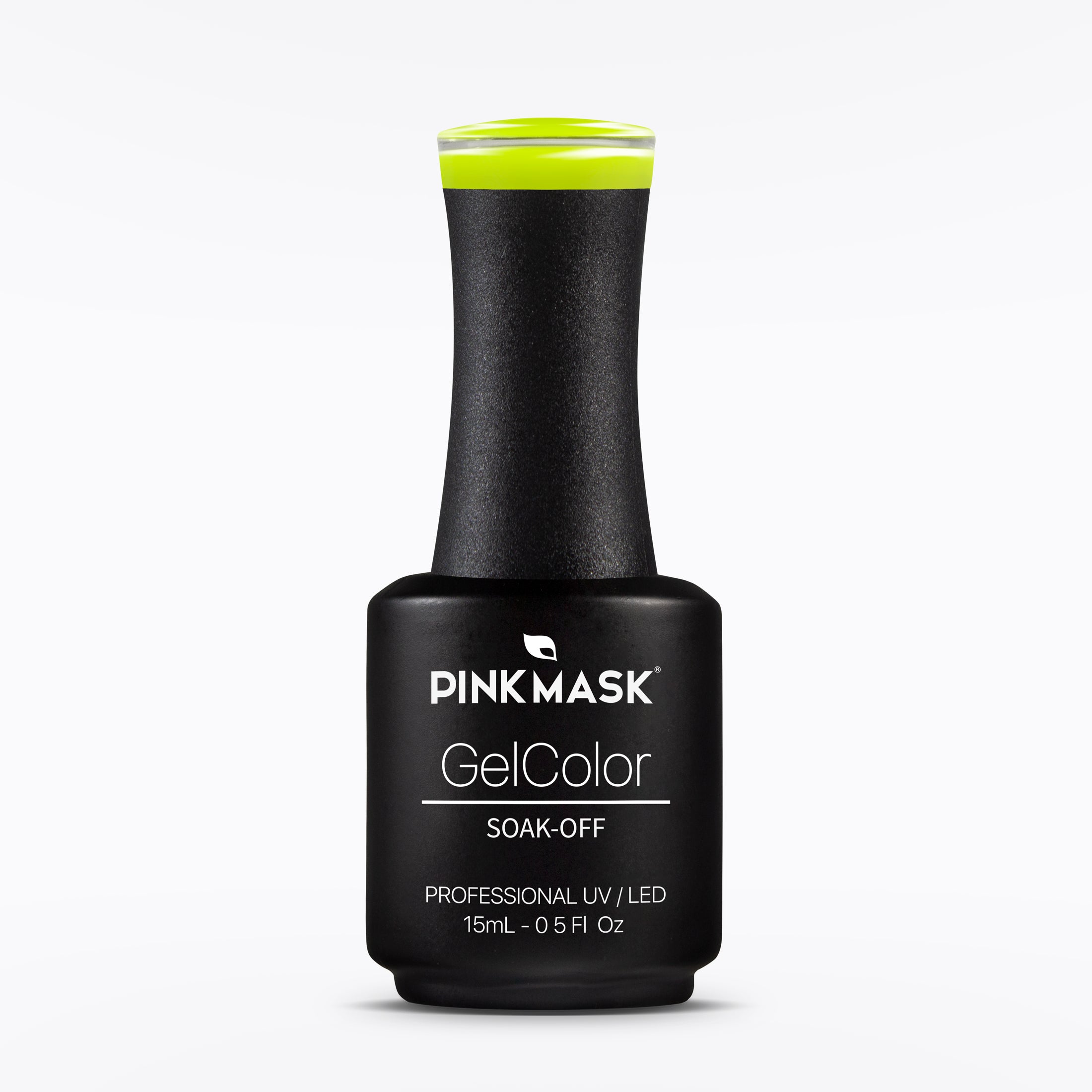 Gel de color Lemon Spark de Mi Tienda, esmalte de uñas amarillo brillante en frasco con tapa dorada.