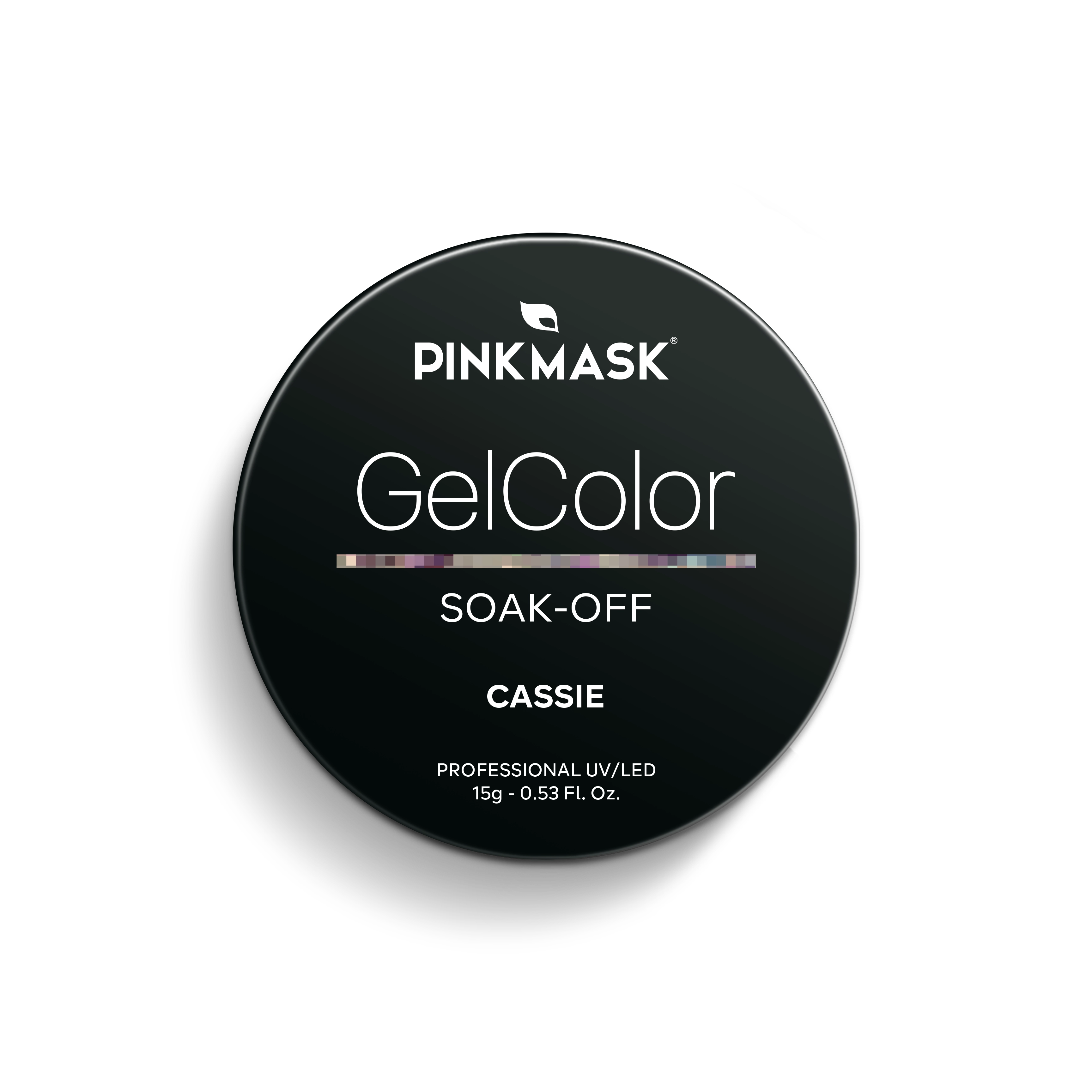 Gel de color Pink Mask Cassie, producto para teñir cabello en tono rosa suave, con envase y color visible en la imagen.