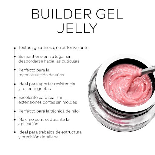 Gel constructor Pink Mask en tarro, cubrición jelly rosa para uñas, acabado brillante y flexible.