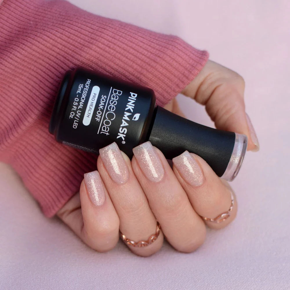 Gel Color - Rubber Base Coat - Sparkly Rose