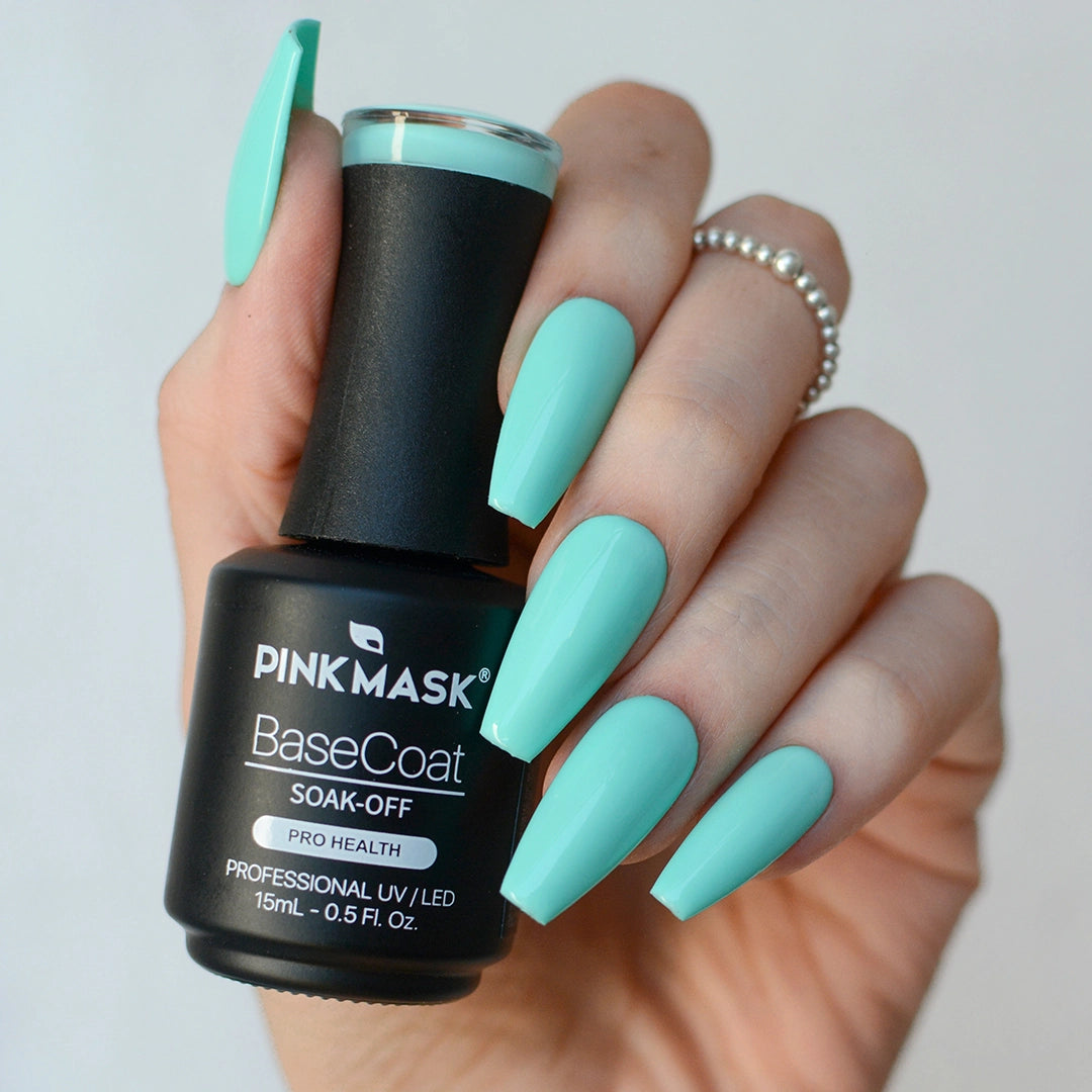 Gel Color base coat 2 en 1 Mermaid Green de Mi tienda, esmalte de uñas verde con acabado brillante y duradero.
