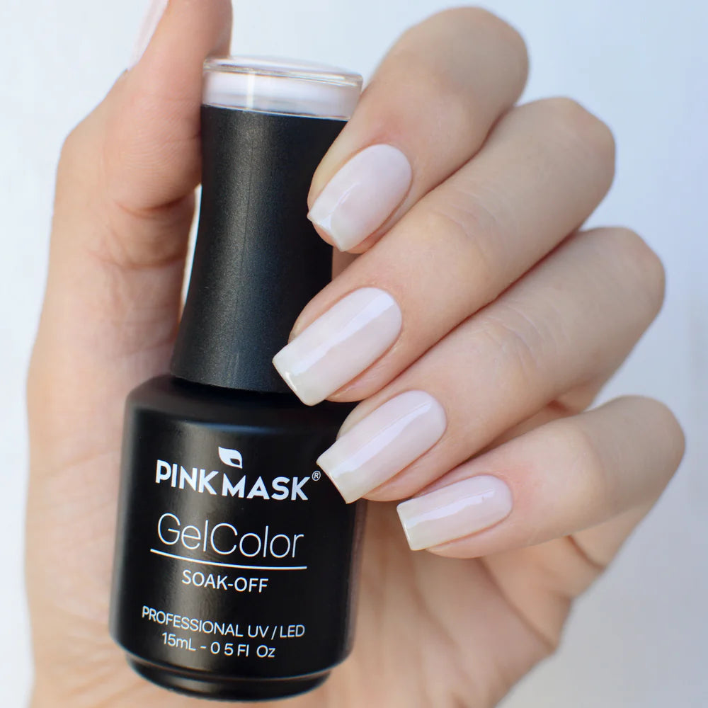 Gel de color Pinky Way de Mi tienda, frasco con gel rosado para uñas, imagen del producto en fondo blanco.