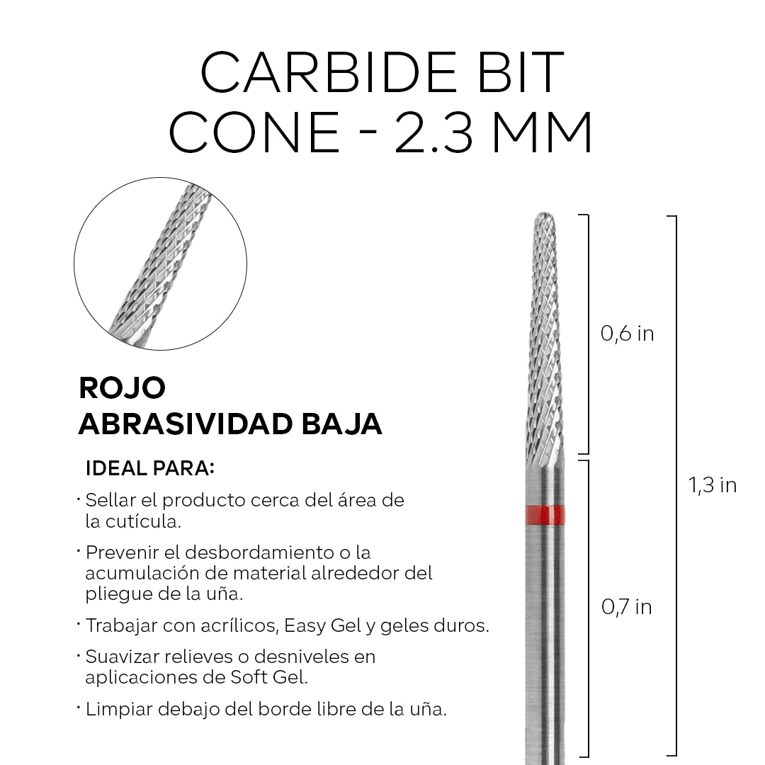 Carbide Bit - Cone - 2.3 mm - Red