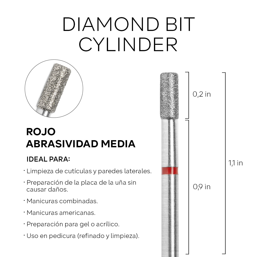 Diamond Bit - Cylinder - 2.5 mm - Red