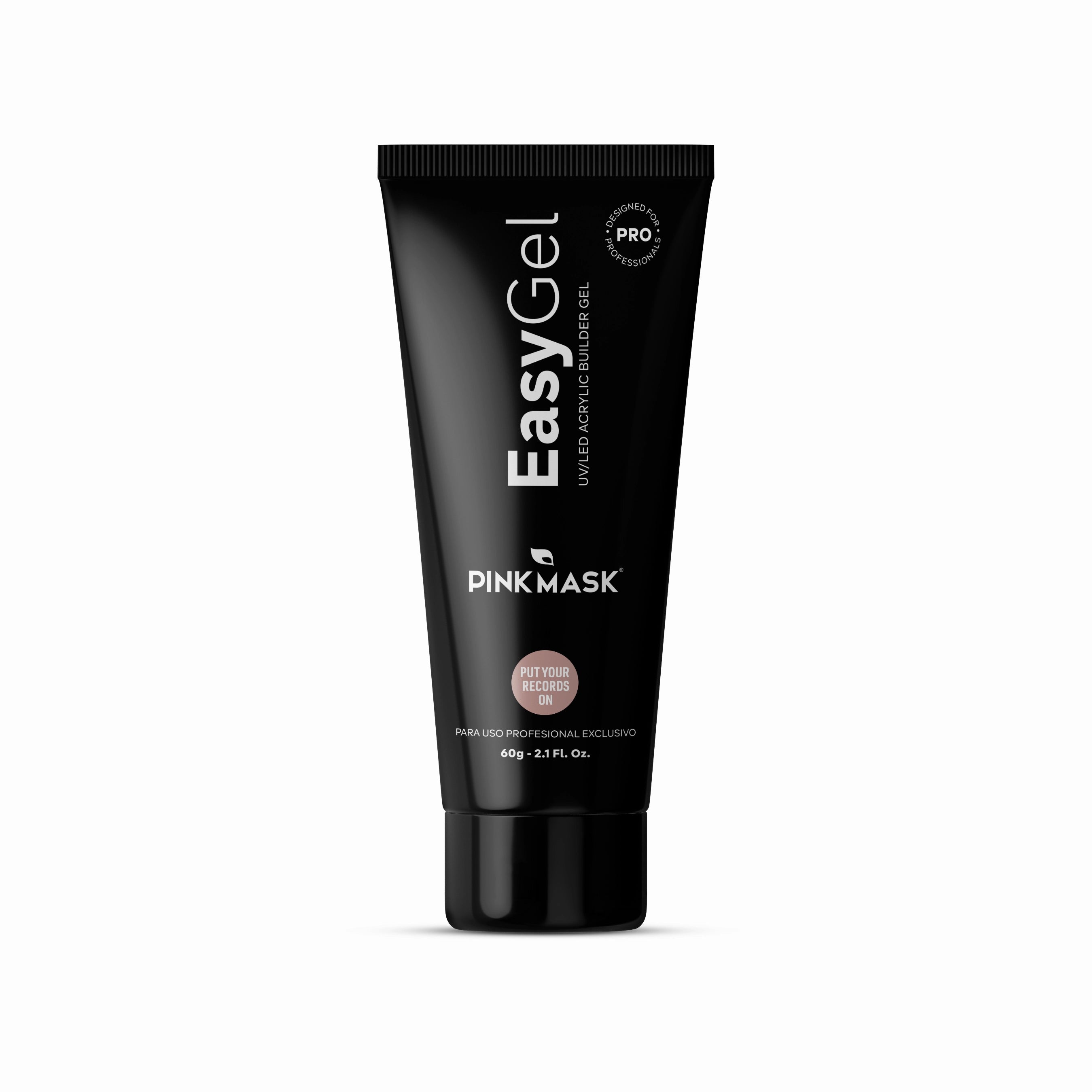 Gel rosa de Pink Mask para poner tus discos, con diseño en color rosa y texto "Put your records on".